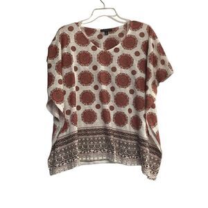 SIGNATURE STUDIO‎ Women’s Size Small Top Cream Orange & Brown